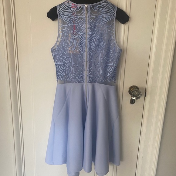 NWT Ted Light Blue/Baker Purple Flare Dress w/ Lace Back - Picture 3 of 6